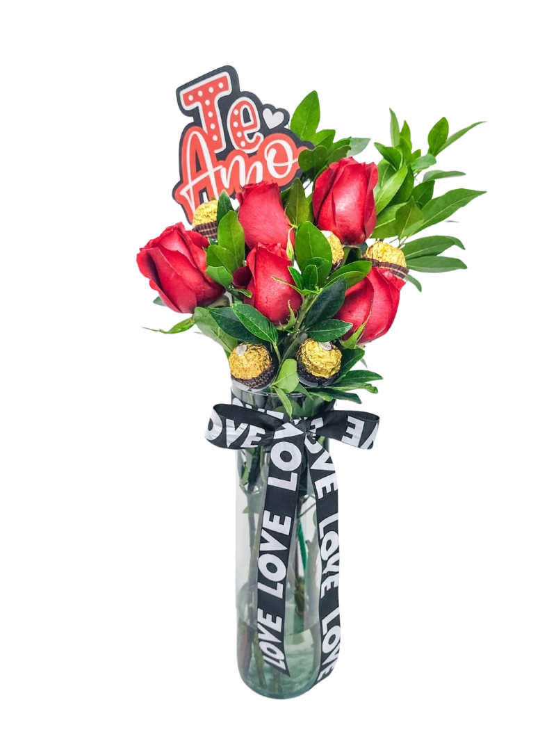 Florero con Rosas Love Florero con Rosas Love
