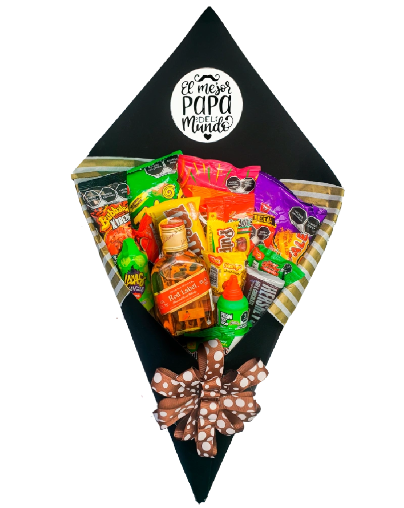 Ramo de Dulces con Botella Ramo de Dulces con Botella