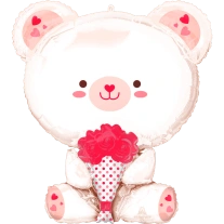 23cm Globo Oso Blanco con Rosas
