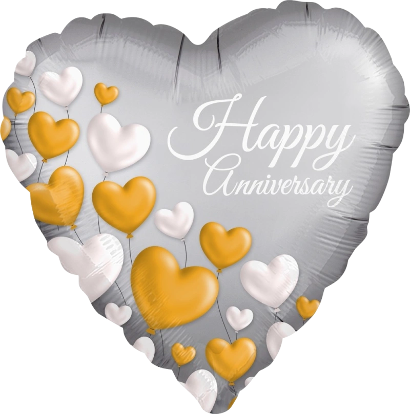 43cm Globo Happy Anniversary White