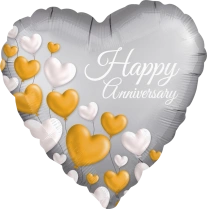 43cm Globo Happy Anniversary White