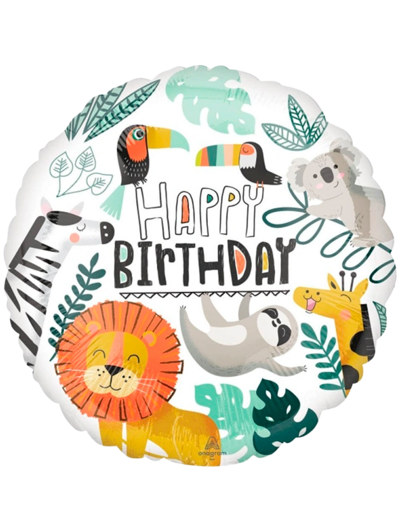 20cm Globo Happy Birthday Animalitos