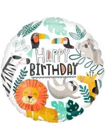20cm Globo Happy Birthday Animalitos