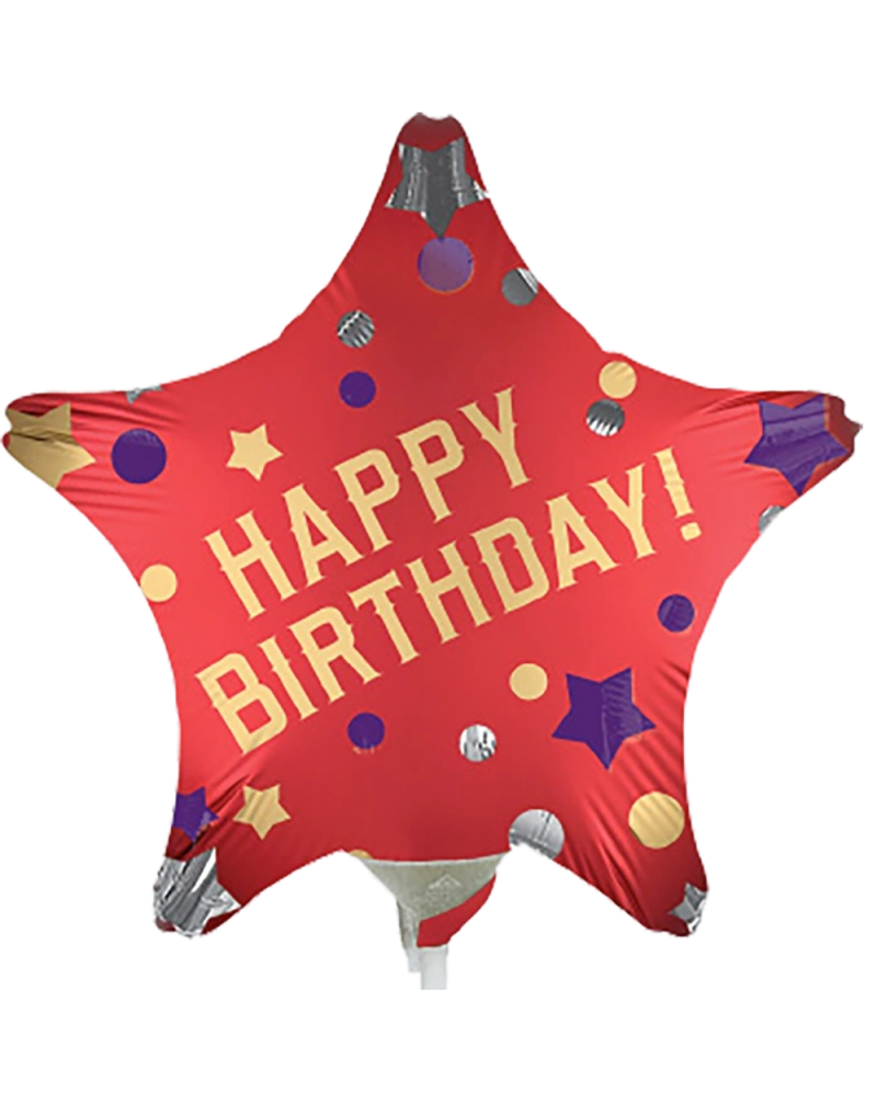 23cm Globo Happy Birthday Estrella Roja