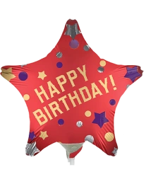 23cm Globo Happy Birthday Estrella Roja