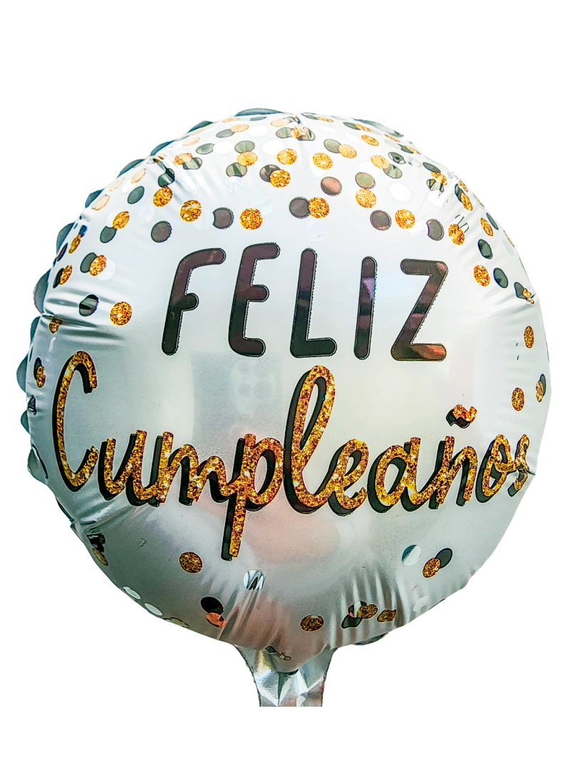 20cm Globo Feliz Cumpleados Confetti Dorado