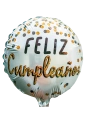 20cm Globo Feliz Cumpleados Confetti Dorado