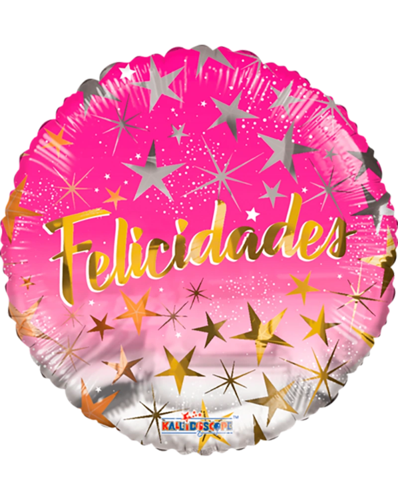 20cm Globo Felicidades Estrellas Rosa