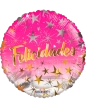 20cm Globo Felicidades Estrellas Rosa
