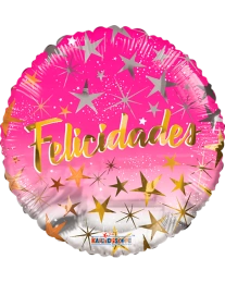 20cm Globo Felicidades Estrellas Rosa