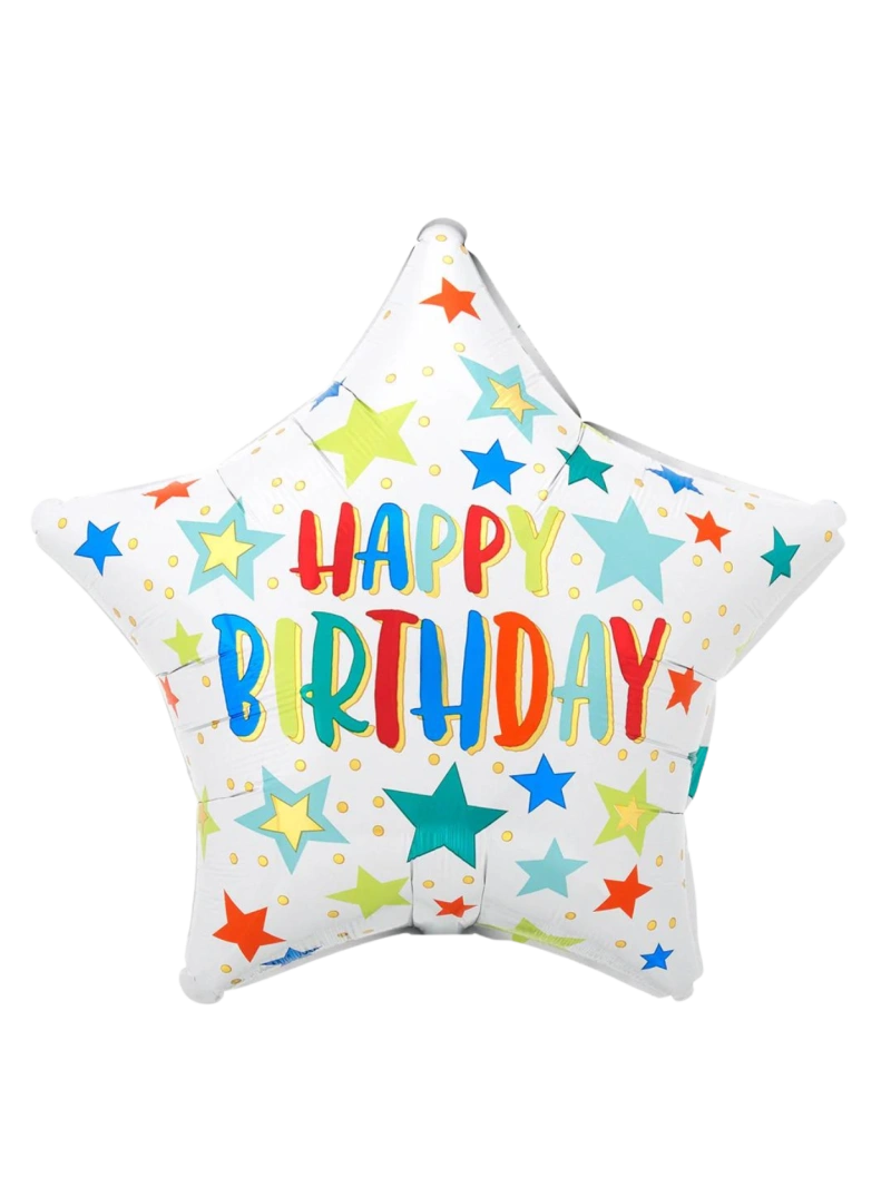 20cm Globo Estrella Blanca Happy Birthday