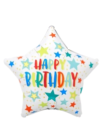 20cm Globo Estrella Blanca Happy Birthday